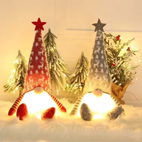 Statue de gnome de Noël en tissu avec lumières LED intégrées, chapeau à motif de renne, décoration de fête d'intérieur, vente en gros