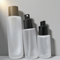 Flacon de luxe en verre dépoli cylindrique avec pompe, vaporisateur de brume fine, pour crème, diffuseur à bâtonnets, sérigraphié, pour sérum de soin de la peau