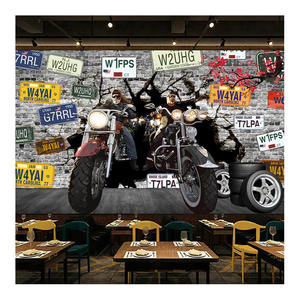 Papier peint à thème de moto rétro nostalgique Papier peint de moto de course automobile Restaurant Bar Hot <span class=keywords><strong>Pot</strong></span> Barbecue Shop <span class=keywords><strong>Mural</strong></span> - Product Image 4