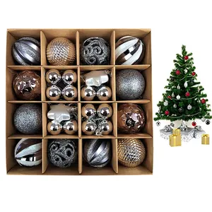 Ornamento de bola de Navidad de plata para árbol de Navidad, bolas colgantes de plástico transparente inastillables para fiesta de vacaciones