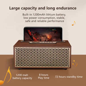 ลำโพงบลูทูธ BT5.0 ลายไม้สไตล์เรโทร 8W กำลังขับสูง 23.2×10.9×10.4 ซม. ใช้งานได้ยาวนาน เหมาะสำหรับใช้ในบ้านและนอกบ้าน เครื่องเล่นวิทยุตั้งโต๊ะ - Product Image 5