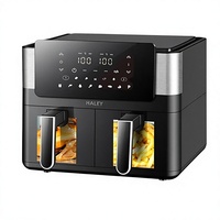 Friteuse à air multifonction à double panier de 12 L, grande capacité, en acier inoxydable, avec écran tactile et fenêtre de visualisation, conforme aux normes européennes