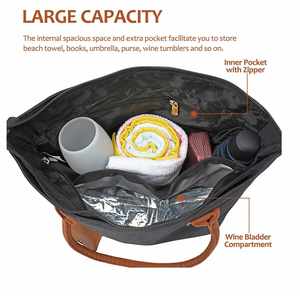 กระเป๋าชายหาดขนาดใหญ่พร้อมผ้ากันน้ำและผ้าหุ้มฉนวนสำหรับการใช้งานกลางแจ้งอย่างมีสไตล์ - Product Image 3
