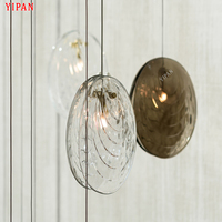 Lustre Led Décoratif Simple à la Mode en Forme de Conque Lampe Suspendue en Verre Hôtel Villa Centre Commercial Escalier