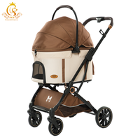 Poussette pour chien 3-en-1 détachable et imperméable, confortable, légère et rose, avec design pliable à 4 roues EUR