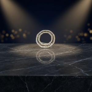 Vintage Style 14K White Gold Double <b>Circle</b> Lab Grown Diamond Wedding <b>Ring</b> Engagement Gift for Women - Product Image 1