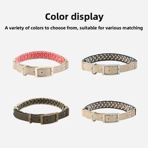 Hoogwaardige klassieke luxe moderne gepersonaliseerde rivet handgeweven hondenhalsbanden van nylon, inclusief trekriemen voor grote honden - Product Image 5