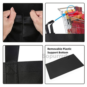 Custom Logo Foldable Reinforced Handle Grocery Bags Heavy Shopping <b>Totes</b> With Thick <b>Plastic</b> Bottom for Supermarket Storage Bag - Product Image 4