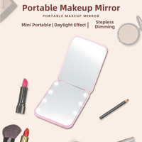 Smart Double-Sided 2x Magnifying Personalized Cosmetic Mirror Foldable LED Light-Up Pocket Mirror for Makeup