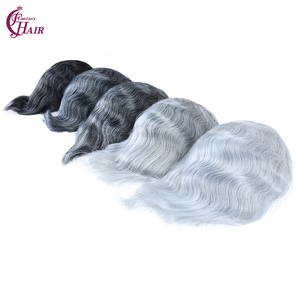 เอฟเอช # ท็อปเปอร์ผมแท้สำหรับผู้ชาย รุ่น 1B40 สีเทา แบบ Pu+lace+mono ทรงฝรั่งเศส ขนาด 8x10 นิ้ว  ฐานผมหยิกธรรมชาติ ระบบเปลี่ยนผม - Product Image 3