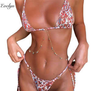 EVELYN OEM ODM Sexy bedruckter rücken freier geteilter Badeanzug Damen-Schnür-Drei-Ring-Bikini für Damen - Product Image 1