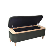 Banc de style moderne en direct d'usine avec pieds en bois d'hévéa vert foncé, meuble de rangement pour salon et chambre à coucher