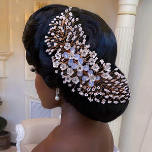 Super Z moda mujer fiesta con cuentas tocado señoras lado flor pelo peine nupcial boda venta al por mayor <span class=keywords><strong>accesorios</strong></span> para el cabello - Product Image 3