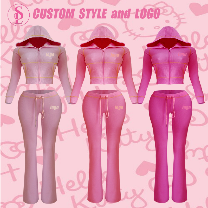 Yoga Set Hoodies Women Suits Jogging Suits With Pockets Two Pieces Cotton Sweatsuit Sets Loungewear Women Sets