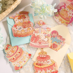 Biglietto d'Auguri 3D a Forma di Torta di <span class=keywords><strong>Compleanno</strong></span>, Pieghevole ed Ecologico, per Natale e Festa degli Insegnanti, con Messaggio Semplice da Negozio di Fiori - Product Image 1