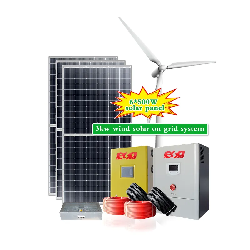 ESG Sistema Drip Irrigation Complete High Efficiency 3KW Power Kit Wind And Solar Hybrid System
