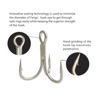 Hameçon triple résistant à la corrosion de l'eau salée pour la pêche en haute mer, la pêche au gros gibier et la pêche au fond (bar et brochet) - Modèle BT663-4X