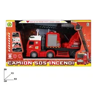 Camion de pompiers Sos 53 cm en plastique moulé sous pression avec lumières et sons, piles alcalines AA, contrôle par friction pour enfants de 3 ans et plus