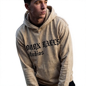 Custom Mens Vintage Washed Pullover <b>Hoodie</b> Oversized Streetwear <b>Gothic</b> Letter Print Heavyweight Cotton Hooded Sweatshirt - Product Image 2