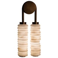Applique murale de luxe en albâtre, design disques de galets empilés en U, éclairage LED bronze, lumière chaude, pour hôtel, villa, salon, chambre à coucher, décoration