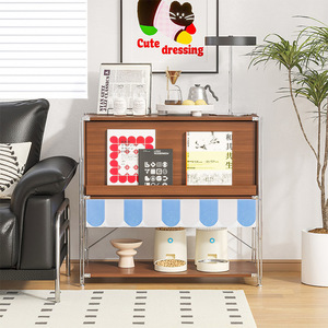 Pet Food <b>Storage</b> Cabinet Wood 2 Tier Anti Tipping Design For Cats Bedroom Living Room - Product Image 4