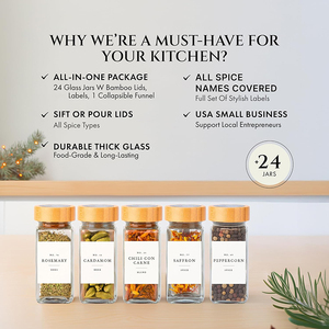 Coperchio di bambù da cucina 4oz 36 <span class=keywords><strong>contenitori</strong></span> di <span class=keywords><strong>spezie</strong></span> in <span class=keywords><strong>vetro</strong></span> vasetti di condimento bottiglia di <span class=keywords><strong>spezie</strong></span> barattolo di sale pepiera Set con etichetta privata - Product Image 4