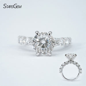 Stars gem Luxus Moissan ite Schmuck Silber ringe Versilberter Weißgold Moissan ite <span class=keywords><strong>Ring</strong></span> - Product Image 2