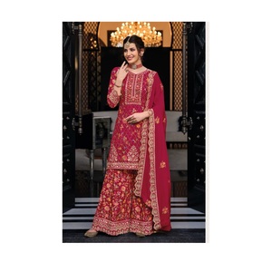 Costume Palazzo en soie de qualité supérieure avec broderie avec Dupatta pour les occasions spéciales disponibles au prix d'exportation - Product Image 1