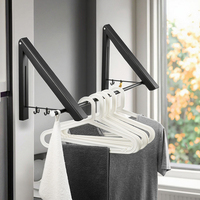 Séchoir mural OEM en aluminium pour balcon Porte-vêtements en métal pliable noir pour salle de bain pour un gain de place