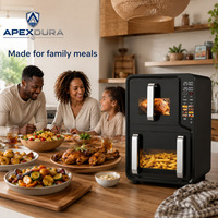 Oven Penggorengan Udara Kapasitas Besar 14L Dua Zona Jendela Transparan 2800W Sentuh Digital CE CB Pabrik OEM
