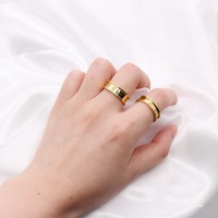 Vintage Vergoldeter Titanstahlring mit Modischem Geometrischem Design und Personalisiertem Offenen Ring Geeignet für Männer und Frauen
