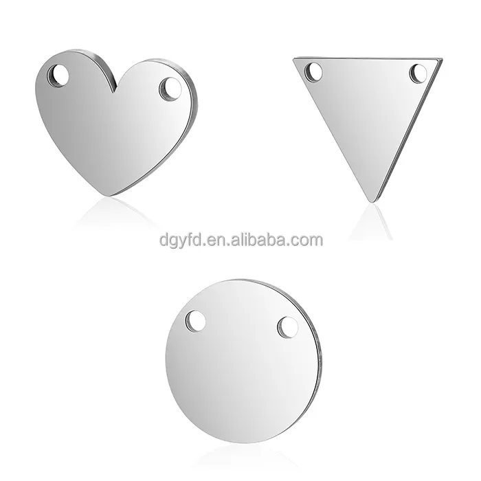 Benutzer definierte Edelstahl personal isierte Gravur Herz Runde Dreieck Schmuck Tag Charme Frauen Schmuck Halskette Armband Herstellung