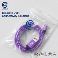 Câble Micro USB blindé LUNG KAY OEM, charge rapide 3A, cordon de données robuste en nylon tressé pour CNC, PLC, contrôle robotique Android