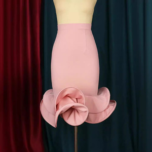 <span class=keywords><strong>Gonna</strong></span> a sirena da donna rosa a vita alta elasticizzata <span class=keywords><strong>con</strong></span> balze irregolari - Product Image 2