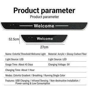 Luzes de Porta em Fibra de Carbono Brilhante com Logo Iluminado, Luzes de Pedal de Interior Automotivo com Logo Iluminado em Movimento - Product Image 3