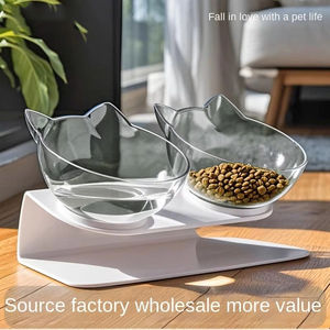 Mangkuk Anjing Terangkat 15 Derajat, Mangkuk Ganda, Plastik Ramah Lingkungan, Perlengkapan Hewan Peliharaan, Mangkuk untuk Tulang Leher, Tempat Makan - Product Image 6
