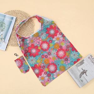 Personnalisable 210D Polyester RPET Écologique Pliable Oxford Carry Shopping Bag Nouveau Design Géométrique Logo pour Voyage Réutilisable - Product Image 2