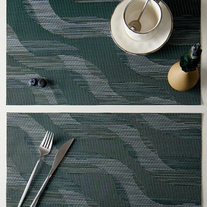 Set de table minimaliste japonais bleu-gris tissé, isolant thermique, pour la maison et l'hôtellerie - Product Image 4
