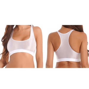 Womens Workout Clothing Summer Sports Fitness Bra Glossy Tank <b>Crop</b> <b>Tops</b> Vest Yoga Gym Workout Beach Pool Manufacturer Custom - Product Image 2