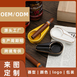 Cenicero de Cerámica con Borde Dorado, Portátil, Estilo Europeo, para Cigarros, Uso en Casa u Hotel, Ideal para Regalo - Product Image 4