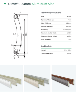 Lames en alliage d'<span class=keywords><strong>aluminium</strong></span> et mousse PU de 45 mm pour volets roulants insonorisants, durables, écologiques, faciles à nettoyer, pour supermarchés - Product Image 4