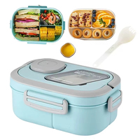 Boîte à lunch portable à compartiments en paille de blé avec poignée de transport, récipients réutilisables pour repas et collations