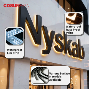 Enseigne lumineuse LED personnalisée pour magasin, éclairage halo publicitaire, enseigne lumineuse pour magasin en extérieur, nom du magasin - Product Image 5