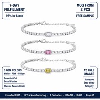 Bracelet Chaîne Tennis en Acier Inoxydable Anti-ternissement pour Femme, Personnalisé, avec Zircone Cubique et Cristal, Vente en Gros