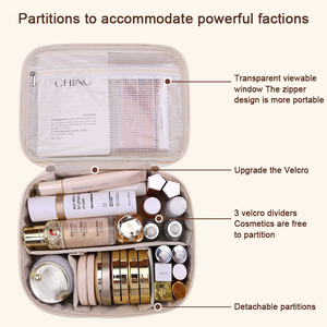 Túi đựng mỹ phẩm có khóa kéo <span class=keywords><strong>PU</strong></span> dung tích lớn, in logo tùy chỉnh, chống thấm nước, dành cho nữ, túi đựng đồ trang điểm du lịch, hộp đựng mỹ phẩm - Product Image 3