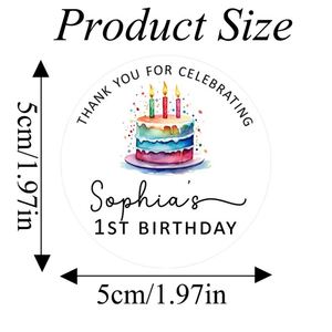 Autocollants pour cadeaux de fête, étiquettes Joyeux Anniversaire personnalisées, imperméables, imprimées en sérigraphie, motif dessin animé, finition mate - Product Image 2
