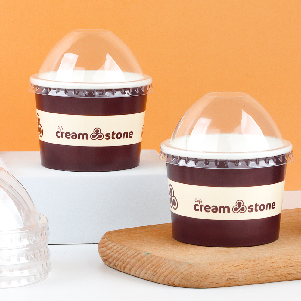 Premium Paper Ice Cream Cup Single Wall Rigid Gelato Yogurt Sundae Packaging 9oz High Definition Graphic Print