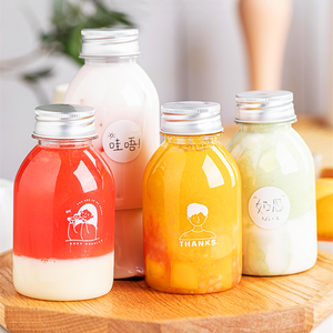 Custom logo Beverage Boba Tea Bottle Juice Plastic Bottle With Cap