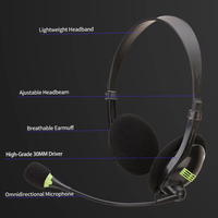 Harga Pabrik OH-106 Headset Komputer Berkabel USB Panjang 1.8m dengan Mikrofon Headphone Kantor Berkabel 3.5MM
