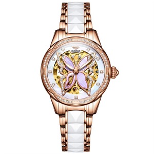 Montre mécanique squelette de luxe pour femme, personnalisable avec logo, mouvement Citizen, acier inoxydable, analogique - Product Image 1